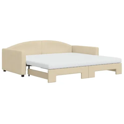 Zdjęcie produktu dla VidaXL 3197215, sofa rozkładana, Kremowy, Pianka, Metal, Poliester, Drewno, 2230 mm, 1100 mm