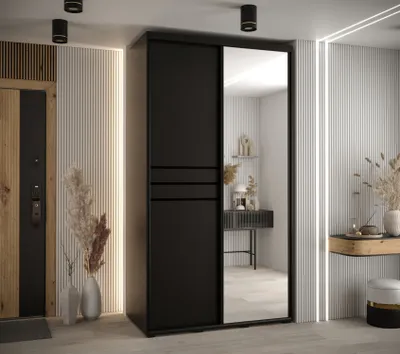Obrázok produktu pre Šatníková skriňa ASIRI 11 - 140/60 cm, čierna / čierna