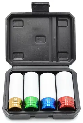 Obrázok produktu pre Sada nástrčných hlavíc - kľúčov na hliníkové disky s ochrannou manžetou, 1/2'', 17 - 22mm, 4ks