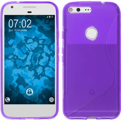 Produktbild von PhoneNatic Case kompatibel mit Google Pixel XL - lila Silikon Hülle S-Style + 2 Schutzfolien