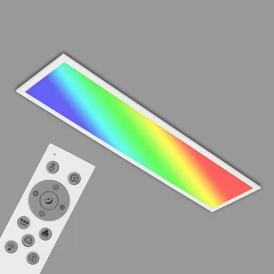 Productafbeelding van LED-paneel, dimbaar, 24W, 2400 lm, kleurtemperatuur instelbaar (3000K-6500K) + RGB, afmetingen 100x25 cm, wit, met nachtlichtfunctie, geheugenfunctie en afstandsbediening