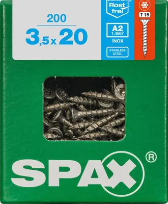 Produktbild von SPAX 4197000350207, Schraube, Edelstahl, Holz, Flachkopf, Torx, Edelstahl
