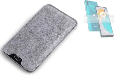 Produktbild von K-S-Trade Filz Handyhülle kompatibel mit Motorola Moto E22s Schutzhülle Filztasche Filz Tasche Case Sleeve Handy Hülle Filzhülle grau