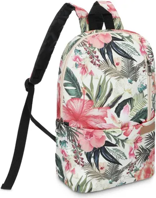 Produktbild von Zagatto ZG694 Damen Weiss Rucksack mit Blumenmuster Schulrucksack Sportrucksack 40x32x13 16L Geräumig A4 Reiserucksack Handgepäck