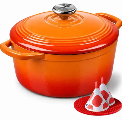 Immagine prodotto di Padella in ghisa smaltata - Ø 26 cm - Con coperchio - Adatta a forno e induzione