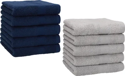 Produktbild von Betz 10 Stück Seiftücher 30x30 cm PREMIUM 100% Baumwolle  Farbe: dunkelblau und silbergrau