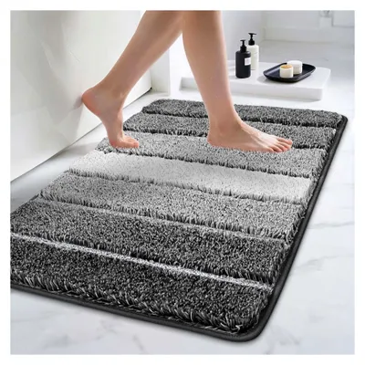Produktbild von Badezimmerteppich 60 x 90 cm, Weiche rutschfeste Badematte, Waschbar, Badteppich für Dusche und Badezimmer, Dunkelgrau