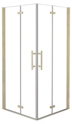 Produktbild von Duschspa Eckdusche 70x70x195cm Gold gebürstet Falttür Duschkabinen 6mm NANO ESG-glas Pendeltür Duschtür