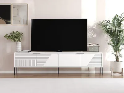 Produktbild von Skye Decor, Dore - White, TV-Ständer, Weiß, 100% MELAMINBESCHICHTETE SPANNPLATTE, 180 x 30 x 45 cm