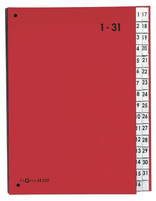 Produktbild von PAGNA Pultordner 24329-01 DIN A4 1-31 32Fächer Polypropylen rt