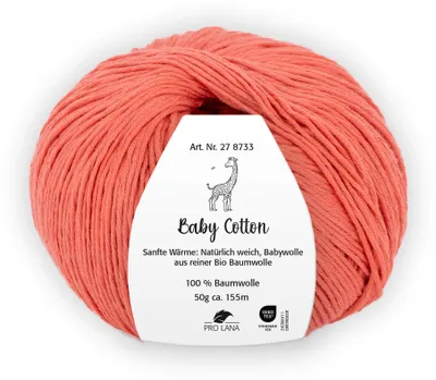 Produktbild von Pro Lana BABY Baumwolle 50 g 100 % Baumwolle Babywolle speichelecht 155 m Farbe 035 - koralle