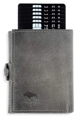Produktbild von NEU: ® Slim Wallet mit Münzfach [12 Karten] Slimwallet Riva [RFID-Schutz] Kartenetui mit Münzfach [Leder] Smart Wallet für Männer und Damen (Steingrau)