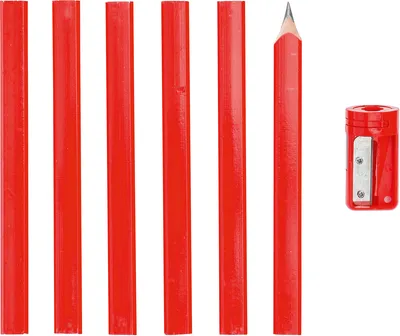 Produktbild von KRAFTMANN 85853 Zimmermannsbleistifte mit Spitzer, 7-tlg.