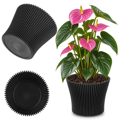 Produktbild von KADAX Blumentopf Blumentopf 15cm Pflanzenabdeckung Blumenständer Kunststoff Schwarz