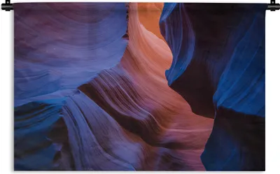 Produktbild von MuchoWow® Wandteppich Wandbehang Dunkelblau leuchtet durch die Rillen des Antelope Canyon 120x80 cm Tapisserie Dekoration Wandtuch - Wanddekorationen - Wandtücher
