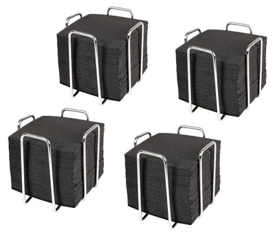 Zdjęcie produktu dla Serwetnik 4 sztuki, 400 papierowych serwetek 10x10 cm, stal nierdzewna, na imprezę