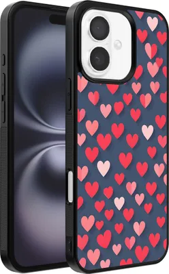 Produktbild von Smartphonica Telefon Fall fit für iPhone 16 Plus mit rosa und roten Herzen Impressum - TPU Backcover Fall mit rosa und roten Herzen Design