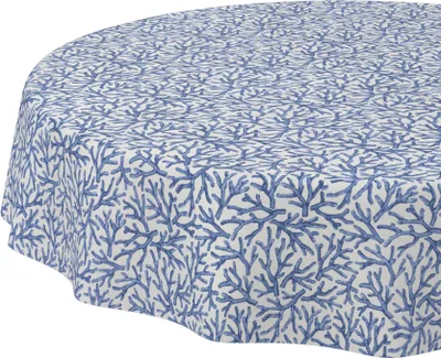 Produktbild von Tischdecke Maritim Korallen Blau Rund 120cm Schnittkante Wasserabweisend abwaschbar