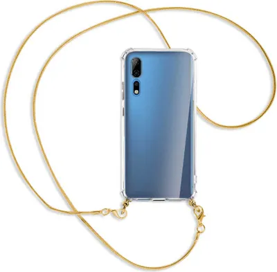 Produktbild von Handykette Backcover-Schutzhülle mit Band (Metall goldfarben) für ZTE Axon 10 Pro - goldfarbene Kette Snake