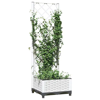 Produktbild von "im Sonderangebot"Pflanzkübel/Garten-Hochbeet - CLORIS - Pflanzkasten - mit Rankgitter Weiß 40x40x121,5 cm PP - DEMöbel5579008