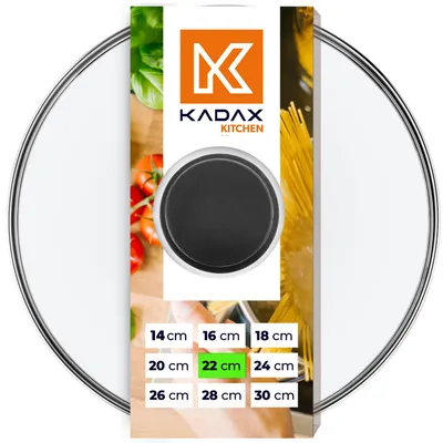 Productafbeelding van KADAX glazen deksel met zwarte siliconen handgreep "Tolfa", hittebestendig deksel voor pannen, 22 cm
