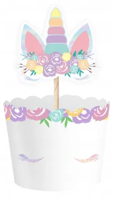Produktbild von PartyPal Papierförmchen Einhorn Motiv für Geburtstag 6 Stück