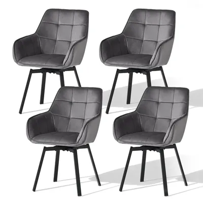 Produktbild von CLIPOP Esszimmerstühle 2er Set, Esszimmerstühle Drehbar Küchenstuhl mit mit Armlehnen, Samt gepolsterte Sessel für Esszimmer Küche, Grau