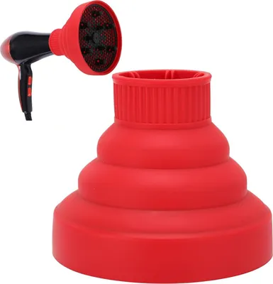 Produktbild von Tragbarer Reise-Haardiffusor, Zusammenklappbarer Haartrockner-Diffusor mit Dichtem Luftauslass Zum Locken (Rot)