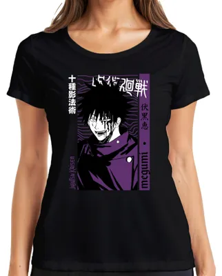 Obrázek produktu pro Jujutsu Kaisen Megumi Fushiguro Anime Manga tmavě fialové krvavé dámské tričko, černá, L