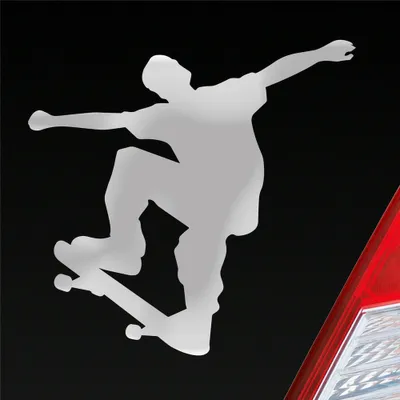 Produktbild von Auto Aufkleber Skater Skaten Sport Tuning Ollie 10x10 cm Silber Sticker Heckscheibenaufkleber