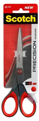 Productafbeelding van Precisieschaar kantoorschaar - Roestvrij staal - 18 cm - Rechts- en linkshandig - Grijs en rood