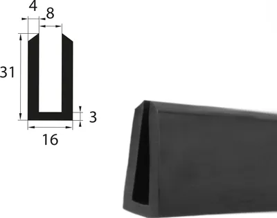 Produktbild von V38 Fassungsprofil Fassungsbereich 8 mm Kantenschutz EPDM Gummiprofil Gummidichtung