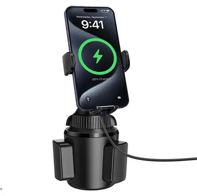 Productafbeelding van Autotelefoonhouder met bekerhouder en oplaadfunctie voor smartphones
