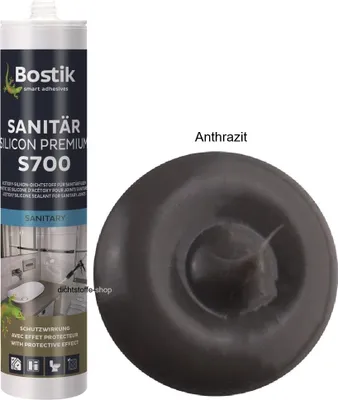 Produktbild von Bostik S700 Sanitärsilicon Premium 300ml Kartusche 1K Silikon Fugen Dichtstoff Anthrazit