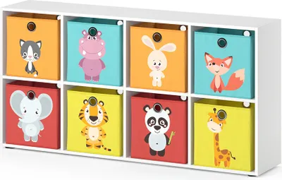 Produktbild von Kinderregal Vicco Scutum Weiß 143 x 72 cm mit 8 Faltboxen, Model 37030