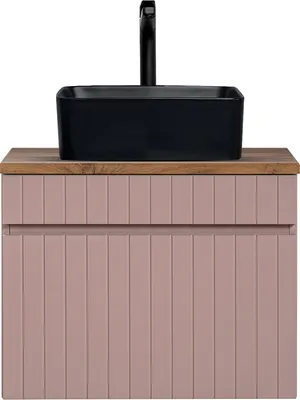 Produktbild von Waschtischunterschrank 60 cm Aufsatzwaschbecken schwarz IRAKLIO-56-ROSE rosa Eiche Nb., B/H/T ca. 60,4/61,5/46 cm