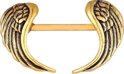 Produktbild von Karisma Brass Edelstahl Brustpiercing Barbell Flügel Farbwahl - HBB101 - Gold