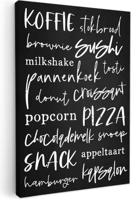 Produktbild von MuchoWow® - Leinwandbilder - Essen - Speisekarte - Speisesaal - Schrifttafel - Schwarz - Texttafel, Wandbild, Wanddeko Bilder Wohnzimmer, 20x30 cm