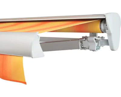 Produktbild von SOLUNA Halbkassettenmarkise Classic 3x2,5 Stoff Dessin 320180 Gestell E6EV1 silber eloxiert Antrieb rechts inkl. Motor,