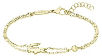 Produktbild von Lacoste Gliederarmband für Damen Kollektion CROCODILE aus Edelstahl und Gelbgold