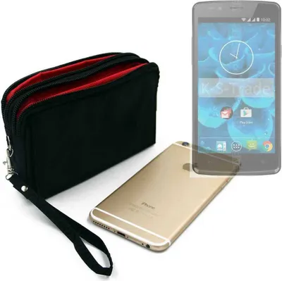 Produktbild von K-S-Trade Schutz Hülle Handy Hülle kompatibel mit Qilive Q4 5.0 Gürteltasche Travelbag Handytasche mit Zusatzfächern, schwarz