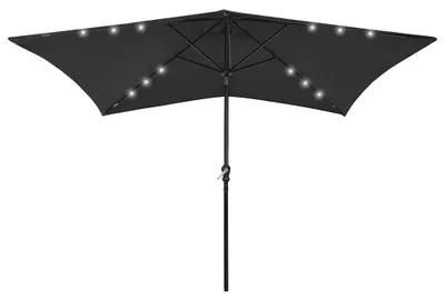 Produktbild von vidaXL Sonnenschirm mit LEDs und Stahl-Mast Schwarz 2x3 m