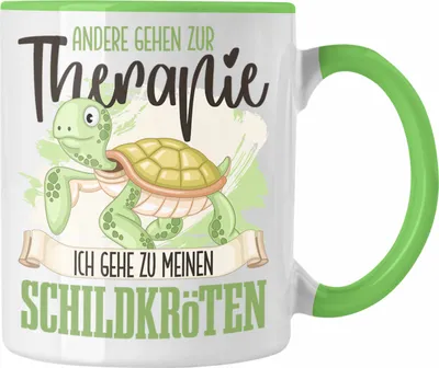 Produktbild von Trendation - Schildkröten Tasse Geschenk für Schildkröten Besitzer Therapie Lustiger Spruch Geschenkidee (Grün)