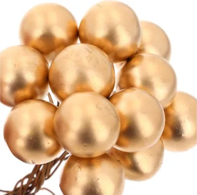 Produktbild von Dekolo Weihnachtsschmuck aus künstlichen Beeren für Weihnachtsdekorationen auf Draht 12 Stück Golden