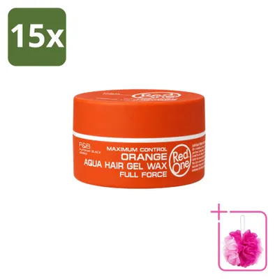 Obrázok produktu pre 15 kusov vosku na vlasy Red One Aqua Orange – silná fixácia a lesk – 150 ml – výhodný balík