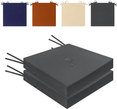 Produktbild von Unyqoos® Wasserdichtes Sitzkissen mit Veloursbezug – 50 x 50 x 12 cm, Schaumfüllung, Antirutsch, waschbarer Bezug, 2er-Set, für den Innenbereich