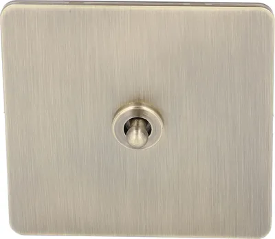 Zdjęcie produktu dla AC250V Przełącznik 1-gniazdowy 2-drożny przełącznik zasilania Antyczny brąz Tekstura Panel ze stali nierdzewnej Konstrukcja jednobiegunowa