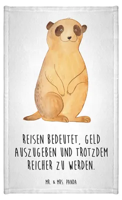 Produktbild von Mr. & Mrs. Panda Handtuch Erdmännchen - Weiß - Geschenk, Traveling, Spruch, Frotteetuch, Afrika, Reisen, Gästetuch, Klein, gäste wc, Roadtrip