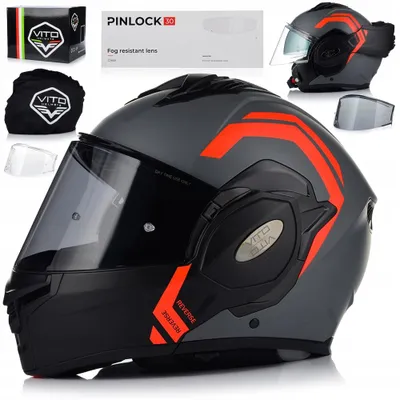 Obrázok produktu pre Vito, sklopná prilba s Pinlockom a slnečnou clonou | Motocyklová prilba, integrálna prilba, sklopná prilba | ECE 22.06 | 2XL (63-64 cm)