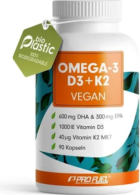 Produktbild von ProFuel Omega 3 + D3 + K2 90 Algenöl Kapseln